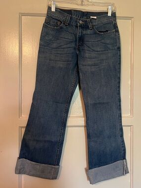 Levi's Women's Rolled Cuff Boyfriend Jeans in Dark Blue